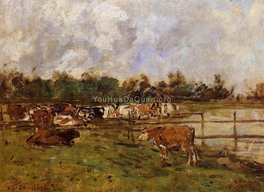 Cows in the Meadow - 尤金·布丹